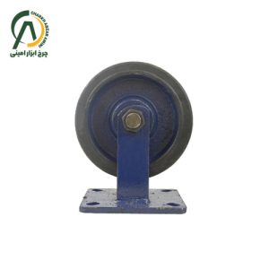 چرخ آهنی لاستیکی ثابت قطر 200 میلی متر