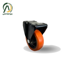 چرخ پلی آمید نارنجی پایه مشکی ثابت قطر 200،150،125،100،75 میلی متر