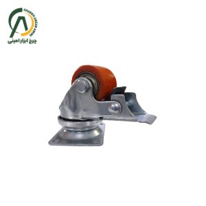 چرخ پلی اورتان وارداتی گاو صندوقی (یخچالی) گردان ترمزدار قطر 35 میلی متر