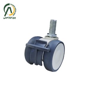چرخ بیمارستانی دوقلو پیچی گردان ترمزدار قطر 50 میلی متر
