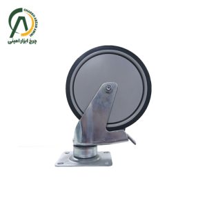 چرخ فروشگاهی کف بلبرینگ B گردان ترمزدار قطر 200 میلی متر