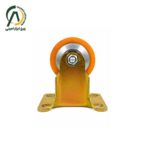 چرخ پلی اورتان وارداتی گاو صندوقی (یخچالی) پایه طلایی ثابت قطر 40 و 50 میلی متر