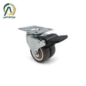 چرخ لوکس بلبرینگی قهوه ای دوقلو گردان ترمزدار قطر 40 و 50 میلی متر