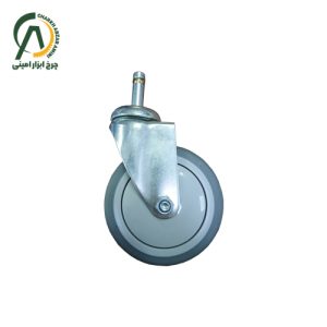چرخ بیمارستانی وارداتی پی وی سی پینی گردان قطر 100 میلی متر