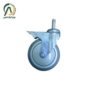 چرخ بیمارستانی وارداتی پی وی سی پینی گردان ترمزدار قطر 100 میلی متر