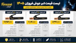 لیست قیمت انبر جوش فروزان ۱۴۰۵